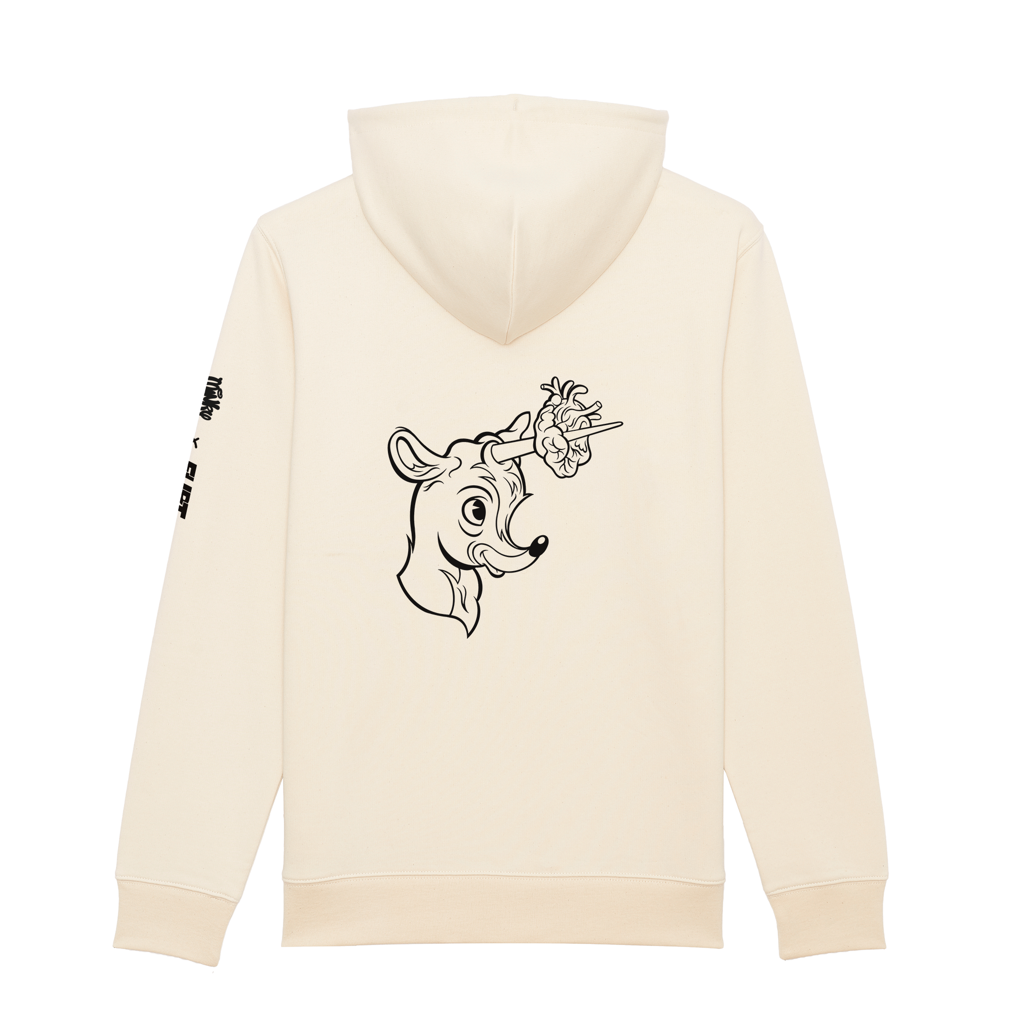Unisex Minky Mus x FLIRT hoodie lavet af økologisk bomuld, er PETA vegan approved og GOTS certificeret. Findes i beige, som en minimalistisk dansk oversized streetwear t-shirt til kvinder og mænd.
