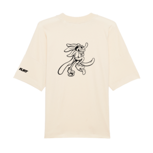 Unisex Minky Mus x FLIRT taske lavet af økologisk bomuld, er PETA vegan approved og GOTS certificeret. Findes i beige, som en minimalistisk dansk oversized streetwear t-shirt til kvinder og mænd.