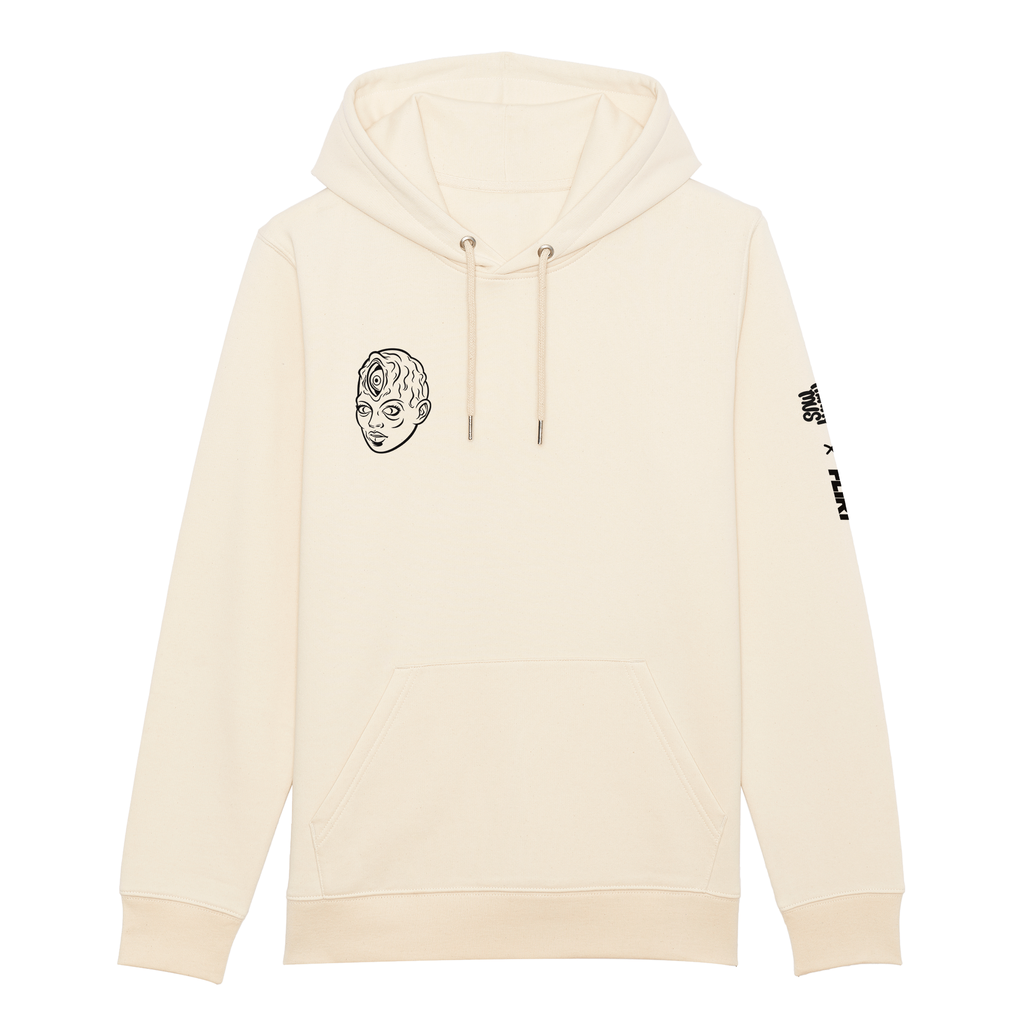 Unisex Minky Mus x FLIRT hoodie lavet af økologisk bomuld, er PETA vegan approved og GOTS certificeret. Findes i beige, som en minimalistisk dansk oversized streetwear t-shirt til kvinder og mænd.